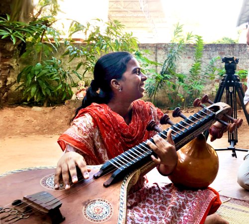 Recording veena in India by AddictiveTV