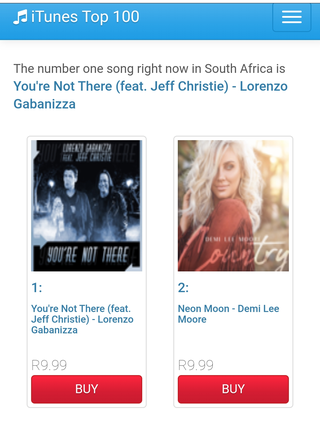 You\'re not there single top Itunes by Lorenzo Gabanizza