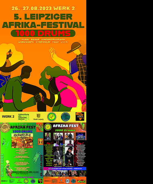 5th international Inter- and Sociocultural Africa Festival 1000 Drums, August 26th/27th, 2023 in Leipzig / F.R.G. by YILP International, West-African Diaspora Association, Regist. Organization