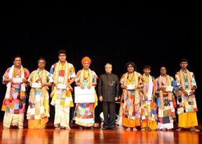 The Baul Of Bengal group felicitated by the current President of India , Pranab Mukherjee by Purna Das Baul / The Baul Of Bengal