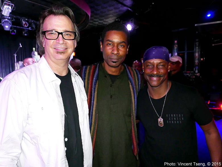 Kevin after performance with Earth, Wind and Fire members Sonny Emory and Richard Smith by Kevin Spears KalimbaMan
