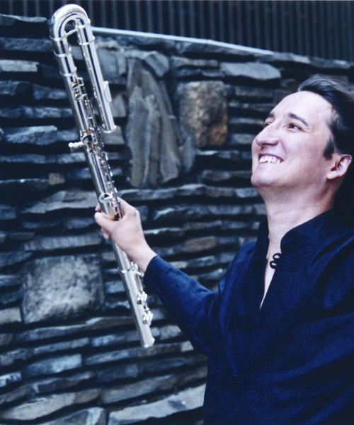 Ron Korb with bass flute by Ron Korb