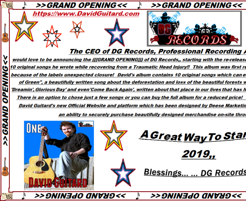 GRAND OPENING & Start of Operations for DG Records! by David Guitard AKA DG